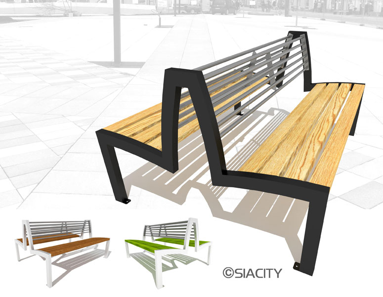 S-LA18 Parková lavička s výpní z latí a ocelových prutů - oboustranná