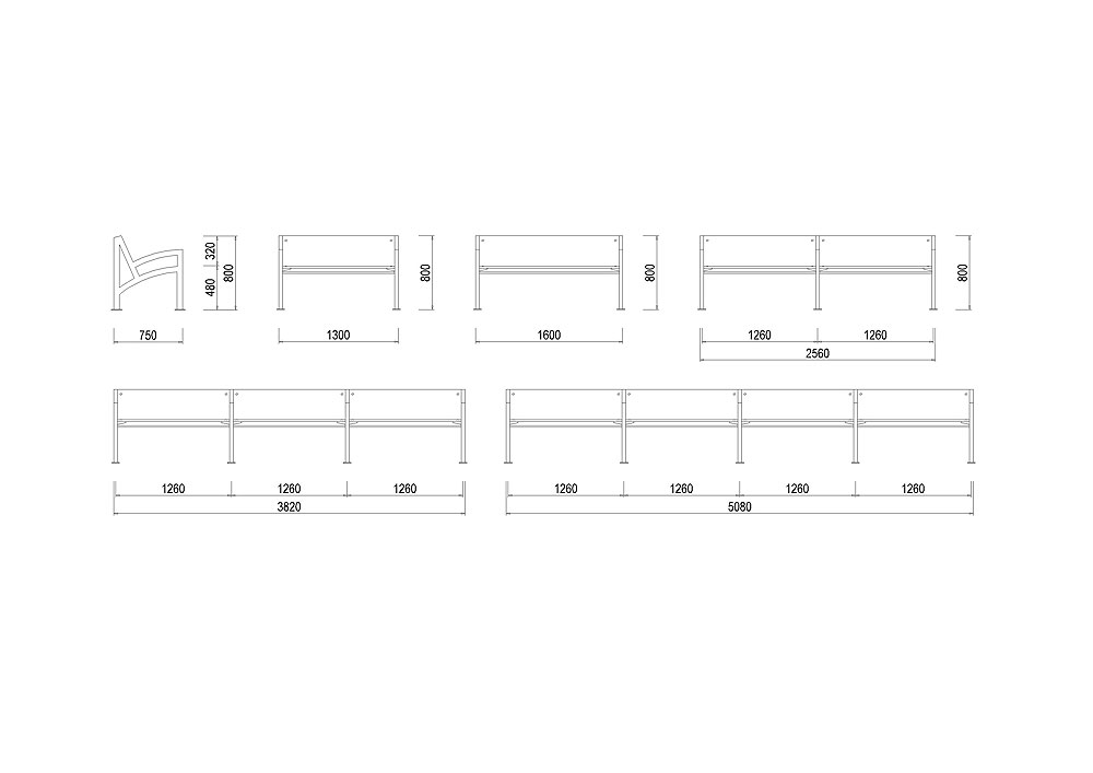 D-LA06 Parková lavička s výplní z desek D-LA06 Parková lavička s výplní z desek