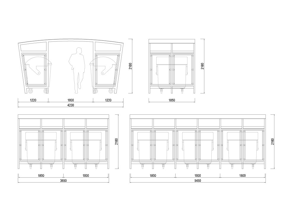 D-PK04 Přístřešek na kontejnery oboustranný, s opláštěním D-PK04 Přístřešek na kontejnery oboustranný, s opláštěním