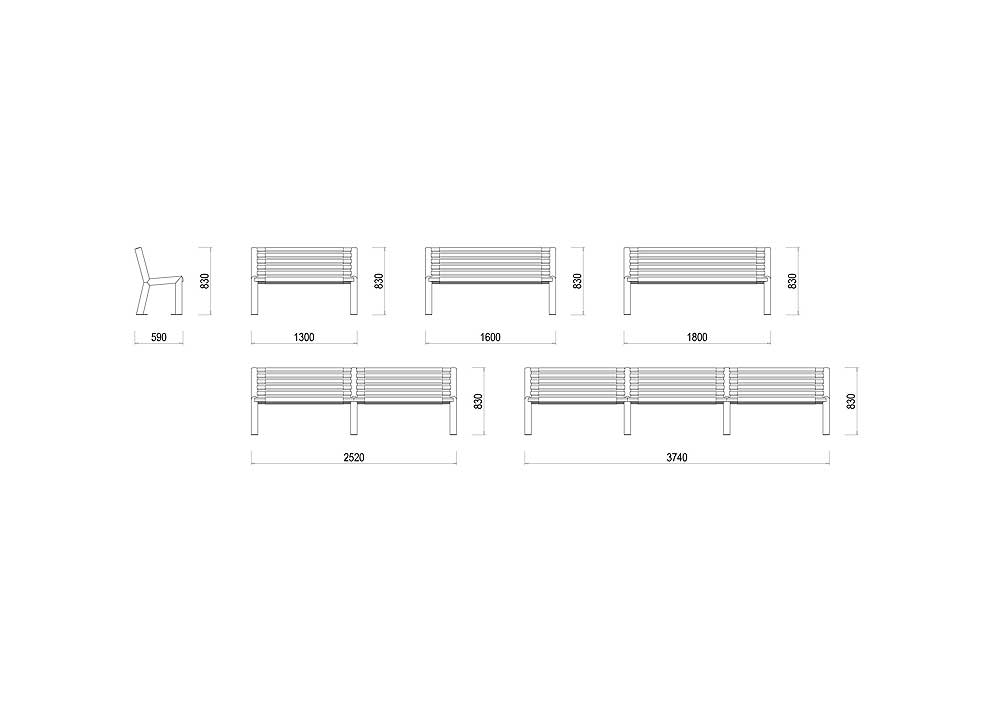 E-LA01 Parková lavička s výplní z latí E-LA01 Parková lavička s výplní z latí