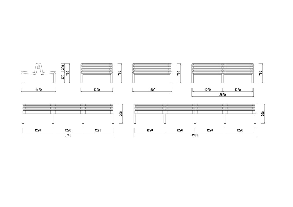 E-LA05 Parková lavička s výplní z latí - oboustranná E-LA05 Parková lavička s výplní z latí - oboustranná