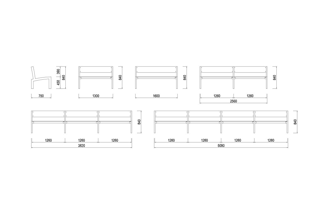 S-LA02 Parková lavička s výplní z desek S-LA02 Parková lavička s výplní z desek
