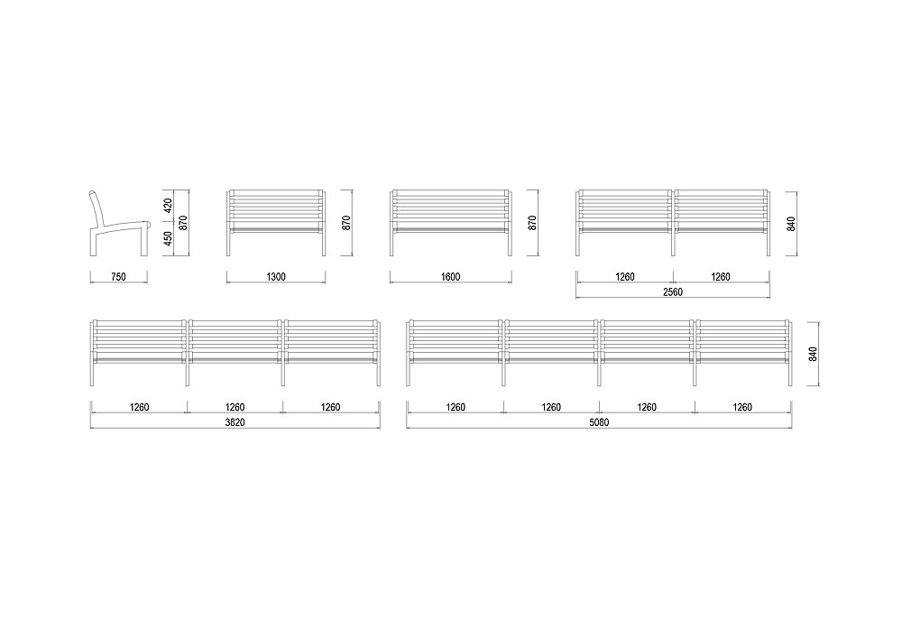 S-LA03 Parková lavička s výplní z latí S-LA03 Parková lavička s výplní z latí