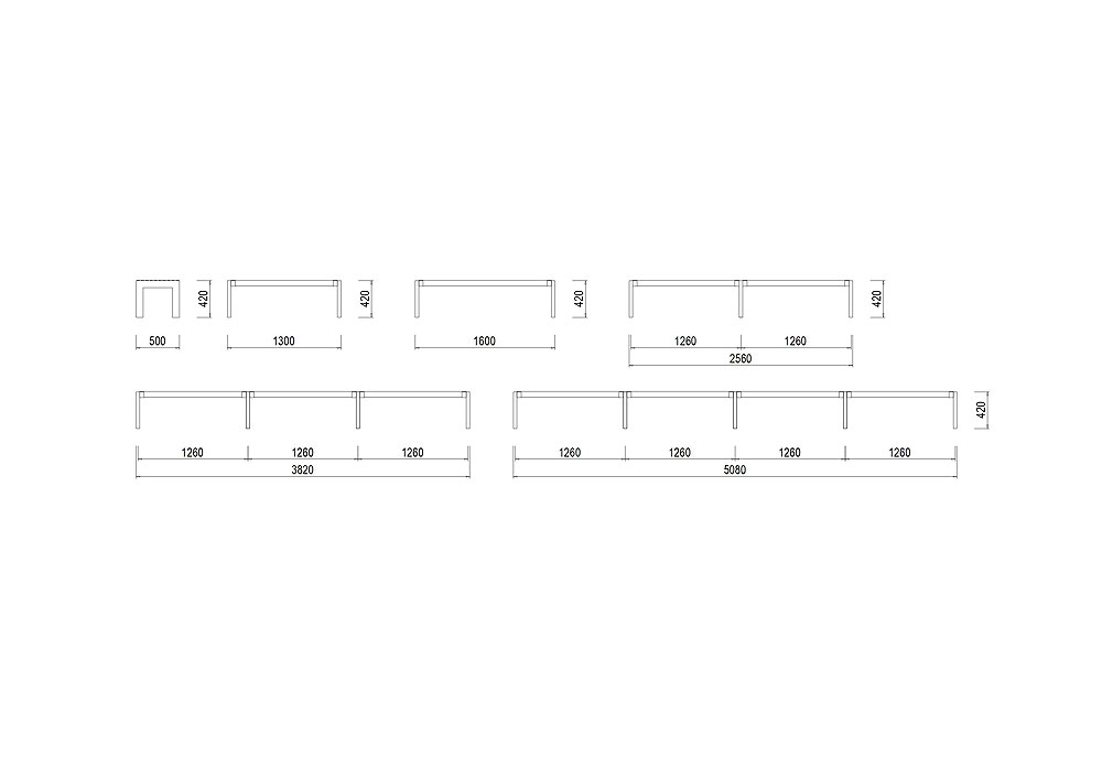 S-LA04 Parková lavička bez opěradla s výplní z latí S-LA04 Parková lavička bez opěradla s výplní z latí
