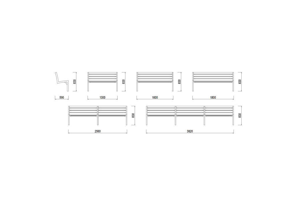S-LA05 Parková lavička s výplní z latí - vetknutá S-LA05 Parková lavička s výplní z latí - vetknutá