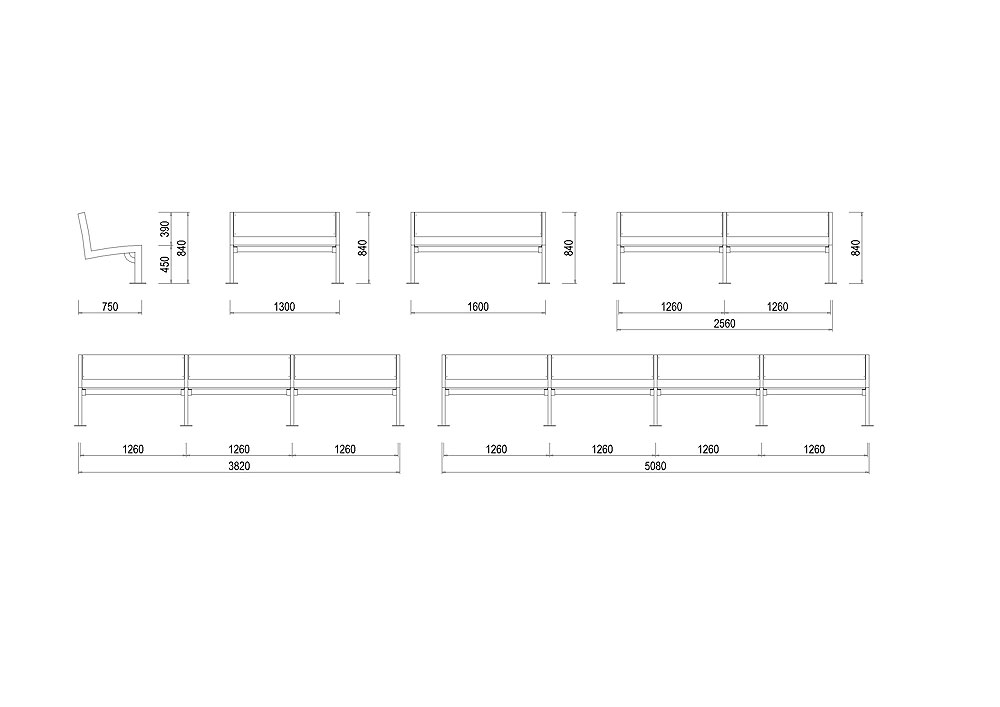 S-LA06 Parková lavička s výplní z desek - vetknutá S-LA06 Parková lavička s výplní z desek - vetknutá