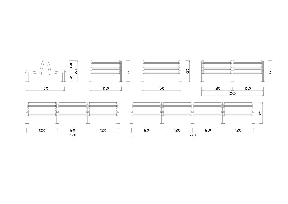 S-LA10 Parková lavička s výplní z latí - oboustranná S-LA10 Parková lavička s výplní z latí - oboustranná