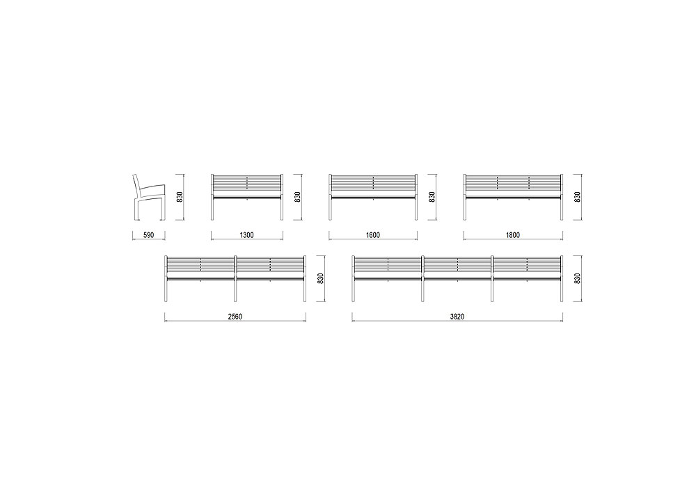 S-LA21 Parková lavička s výplní z ocelových prutů - s područkami S-LA21 Parková lavička s výplní z ocelových prutů - s područkami
