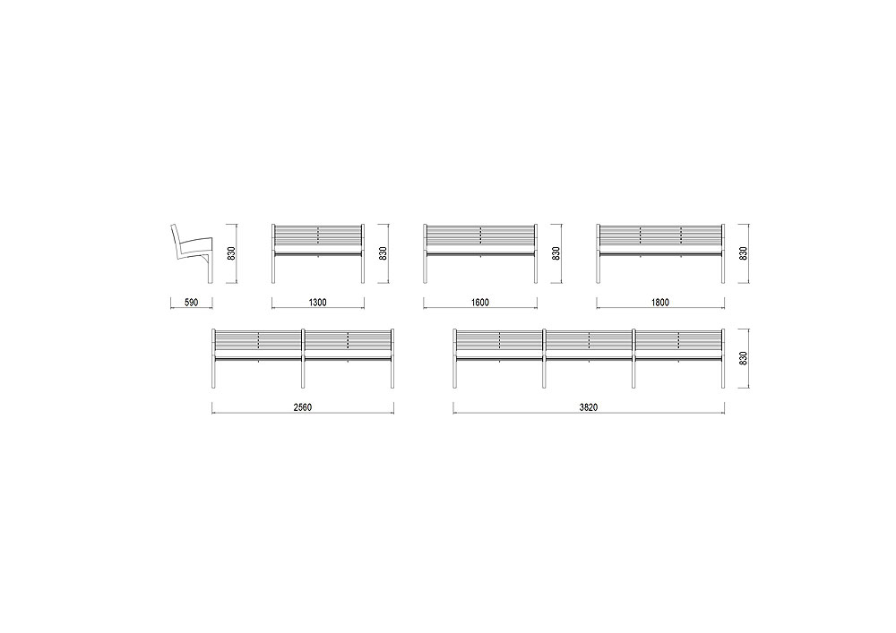 S-LA23 Parková lavička s výplní z ocelových prutů - s područkami, vetknutá S-LA23 Parková lavička s výplní z ocelových prutů - s područkami, vetknutá